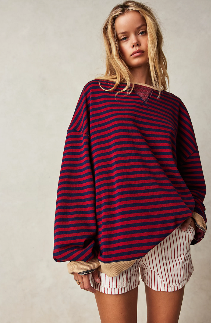 Mana Striped Oversized Sweater — close-up view