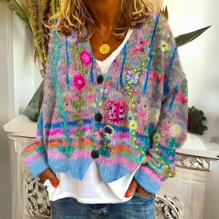 Addison Stylish Retro Casual Loose-Fit Button Cardigan — front view