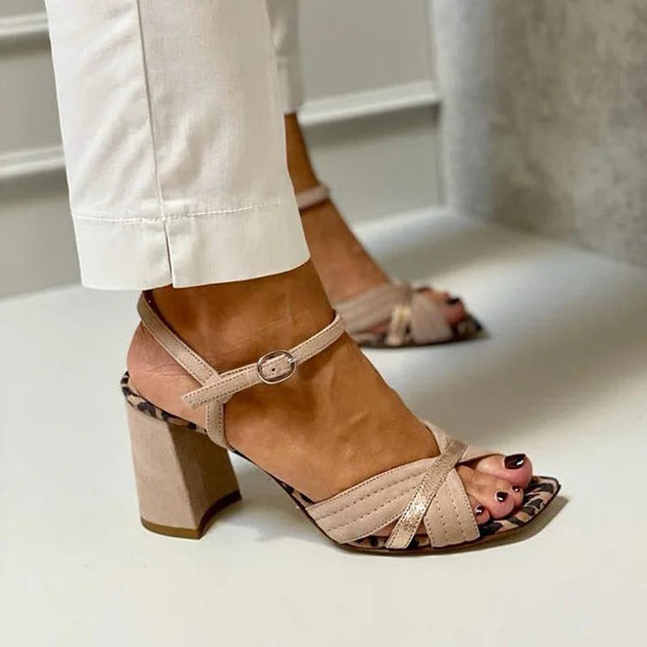 High Heel Sandals With Cross — back view