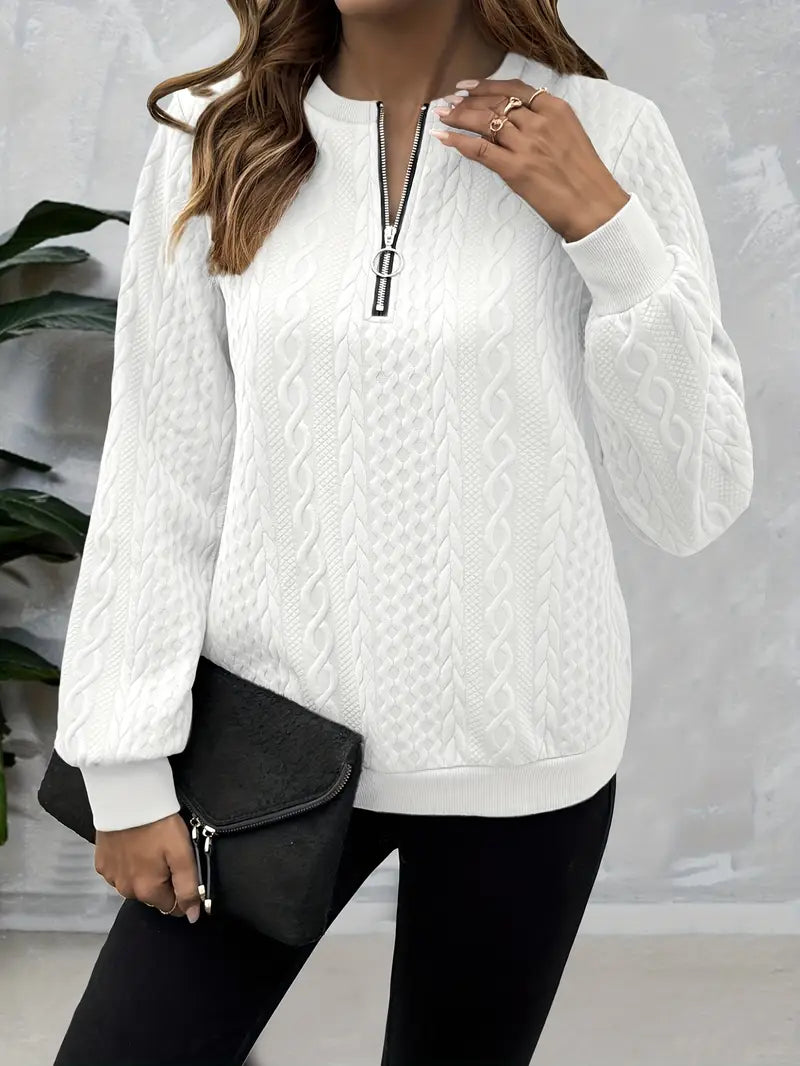 Zoe Elegant Zip-Up Sweater For Comfort And Style — side view
