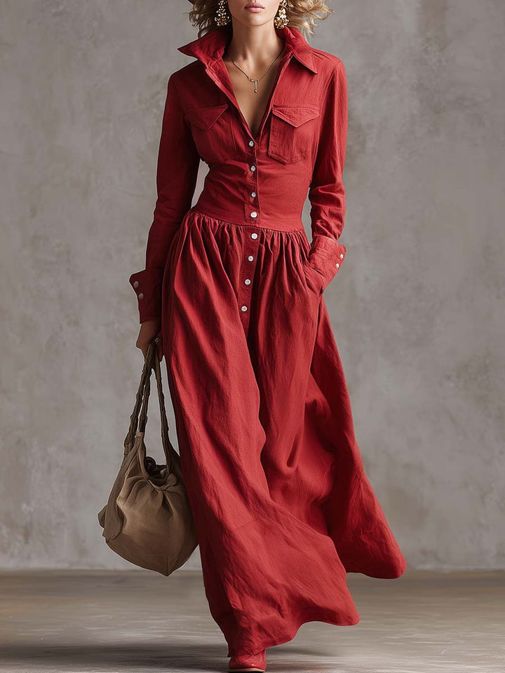 Charlotte classic elegant shirt dress – front full-length view women