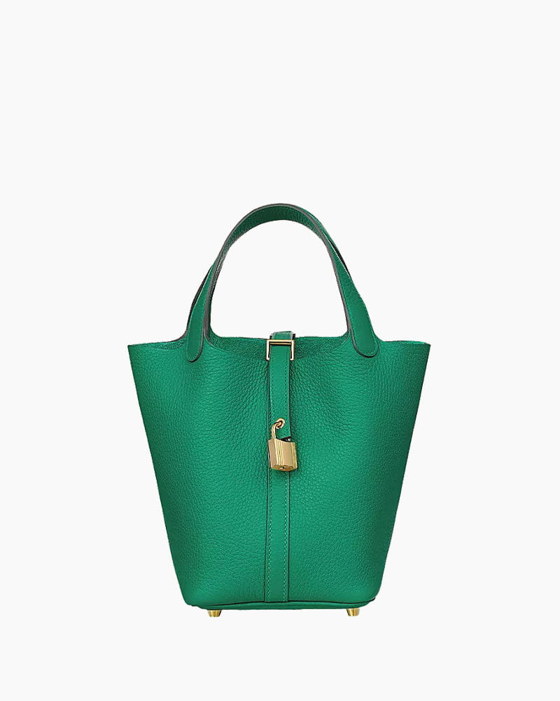Women's Summer Resort Green Leather Bucket Bag