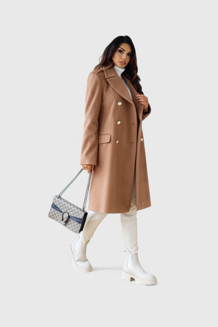 Yara wool coat lapel and collar close-up