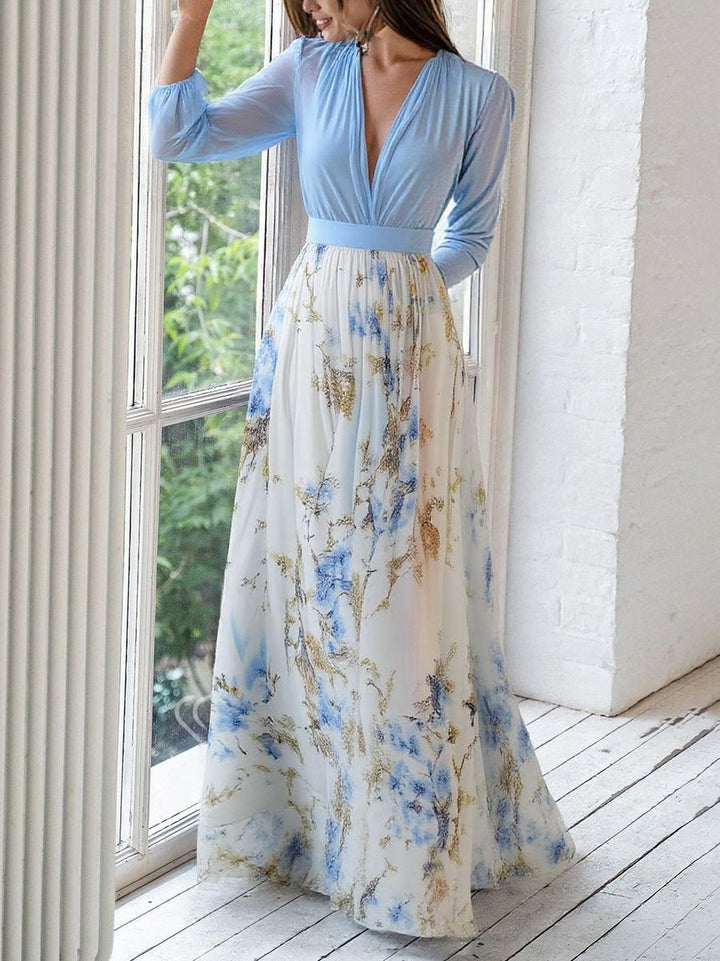 Abigail - Maxi Dress with Dazzling Floral Print — back view