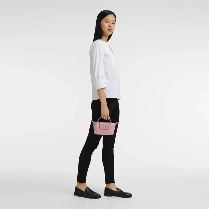 Longchamp Le Pliage Green XS Handbag Pink Petal Angle View