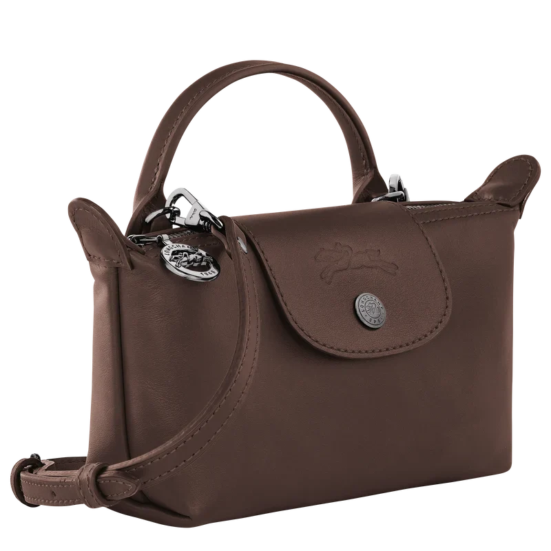 Longchamp Mini Leather Bag Mokka — side view