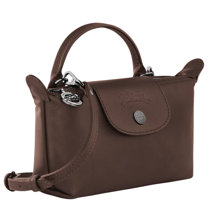 Longchamp Mini Leather Bag Mokka — side view