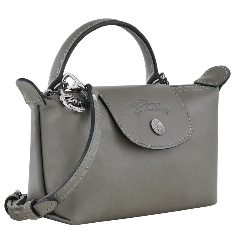 Longchamp Mini Leather Bag Grey — side view