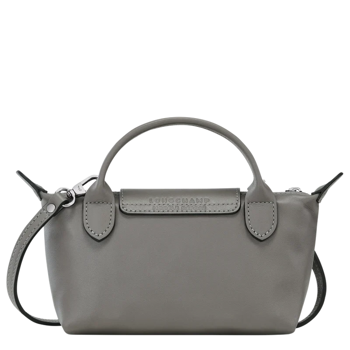 Longchamp Mini Leather Bag Grey — back view