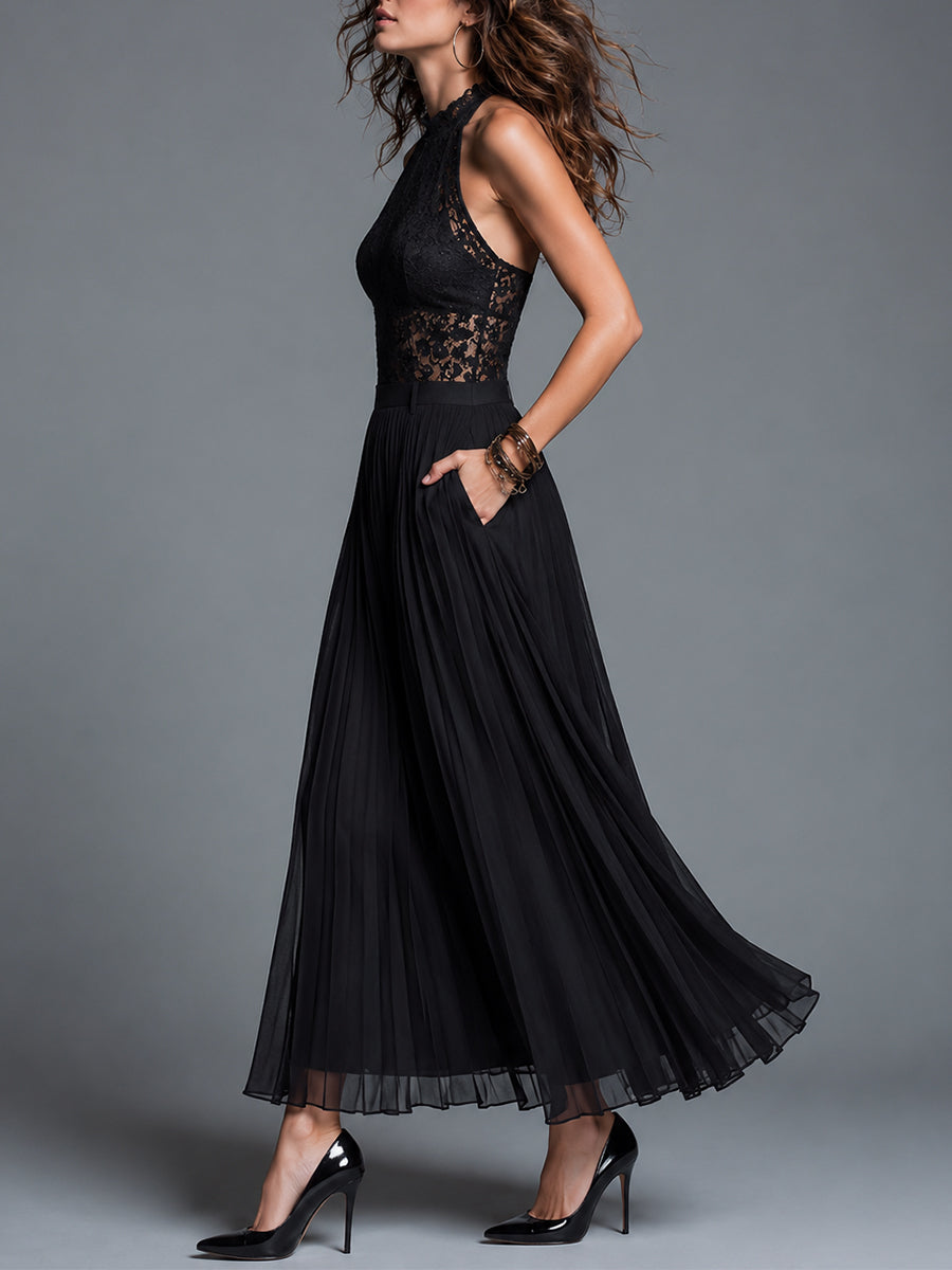 Retro lace top skirt set side view