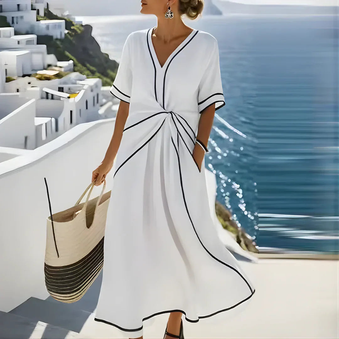 Athena Elegant Flattering Summer Dress — back view