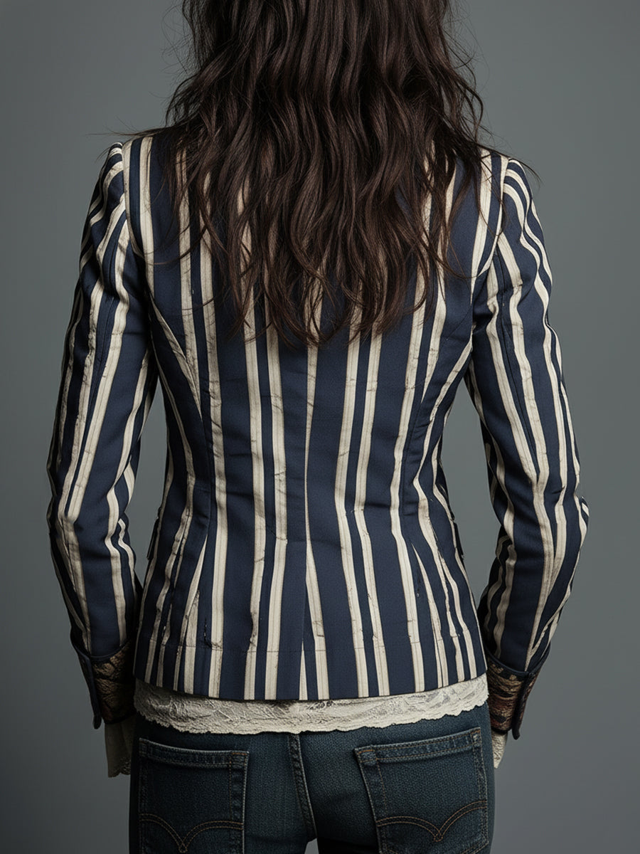 Boho cotton linen blazer side view