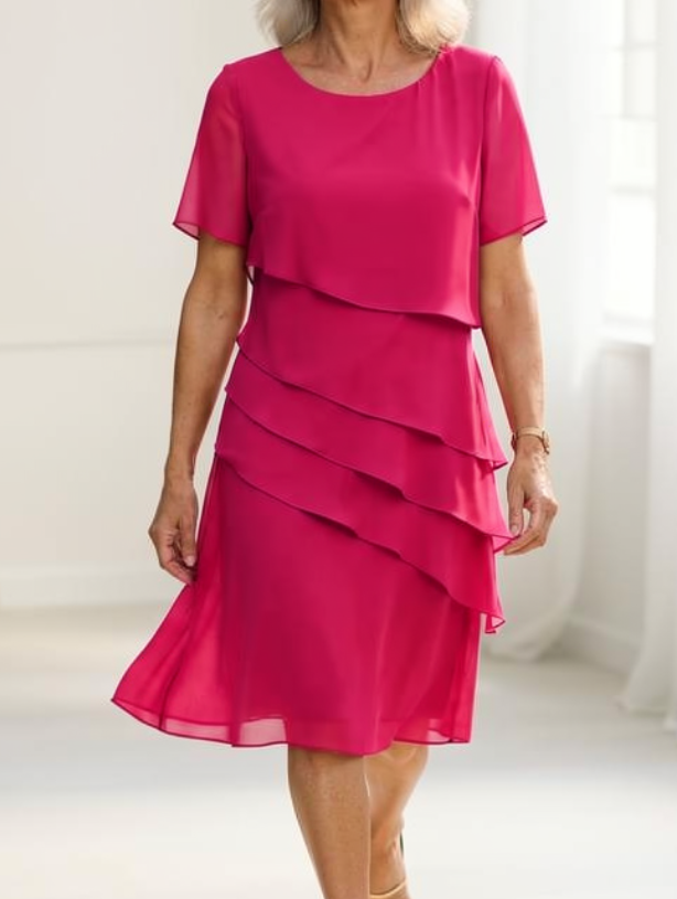 Linda Ruffle Layered Midi Dress — side view