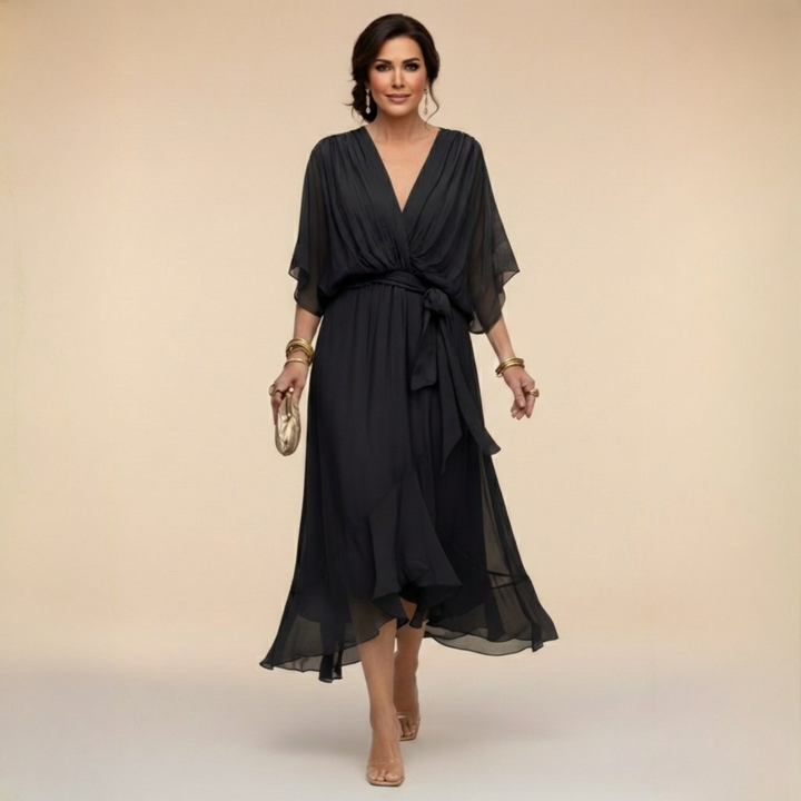 Bella - Flowing V-Neck Silhouette Dress — detail view