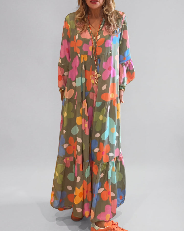 Floral Dream Relaxed Fit Maxi Dress — back view
