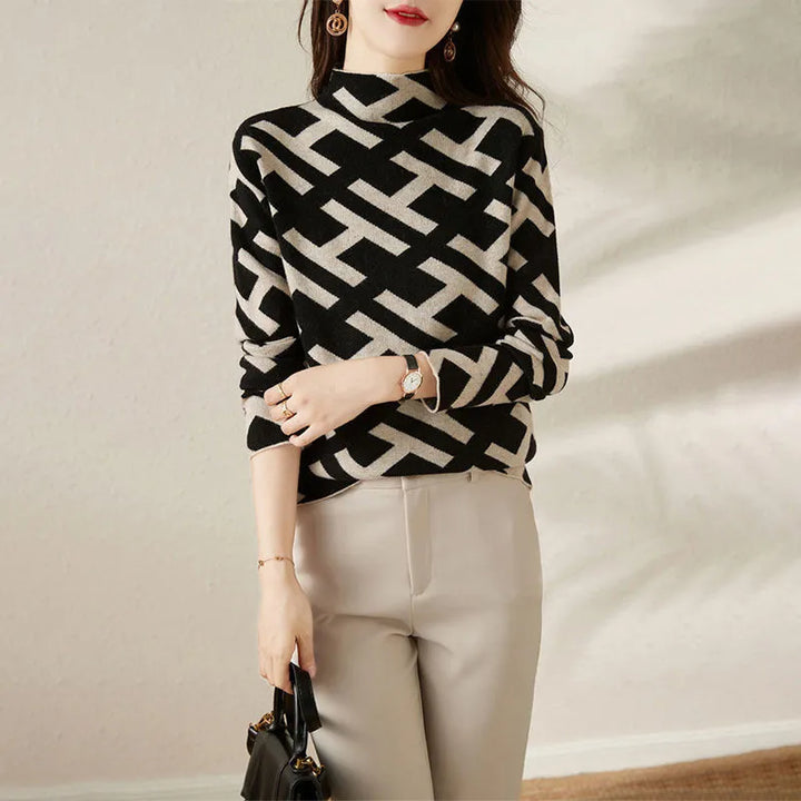Lily Elegant, Geometric, Comfortable Sweater — detail view