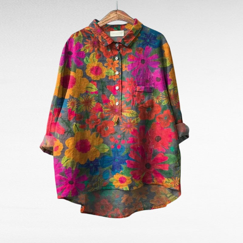 Barbara Colourful Summer Blouse — front view