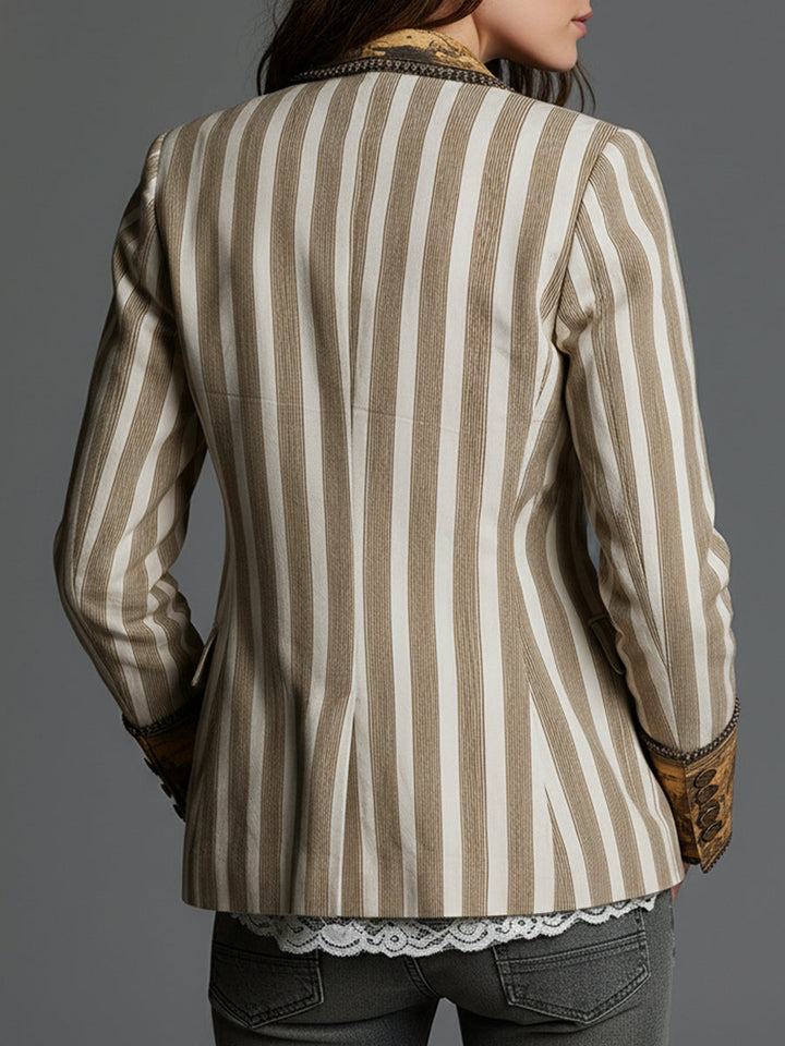 Striped cotton blazer back view