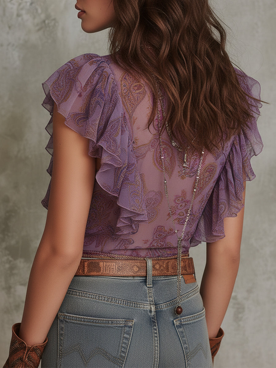 Paisley chiffon blouse side view