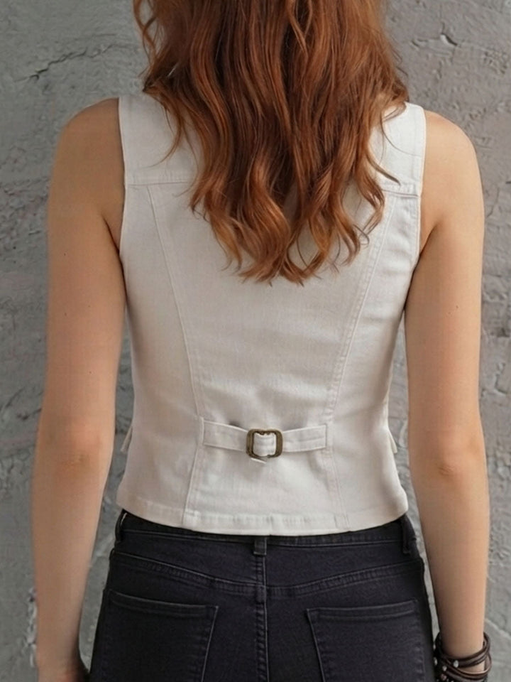 Notched lapel corset vest back view