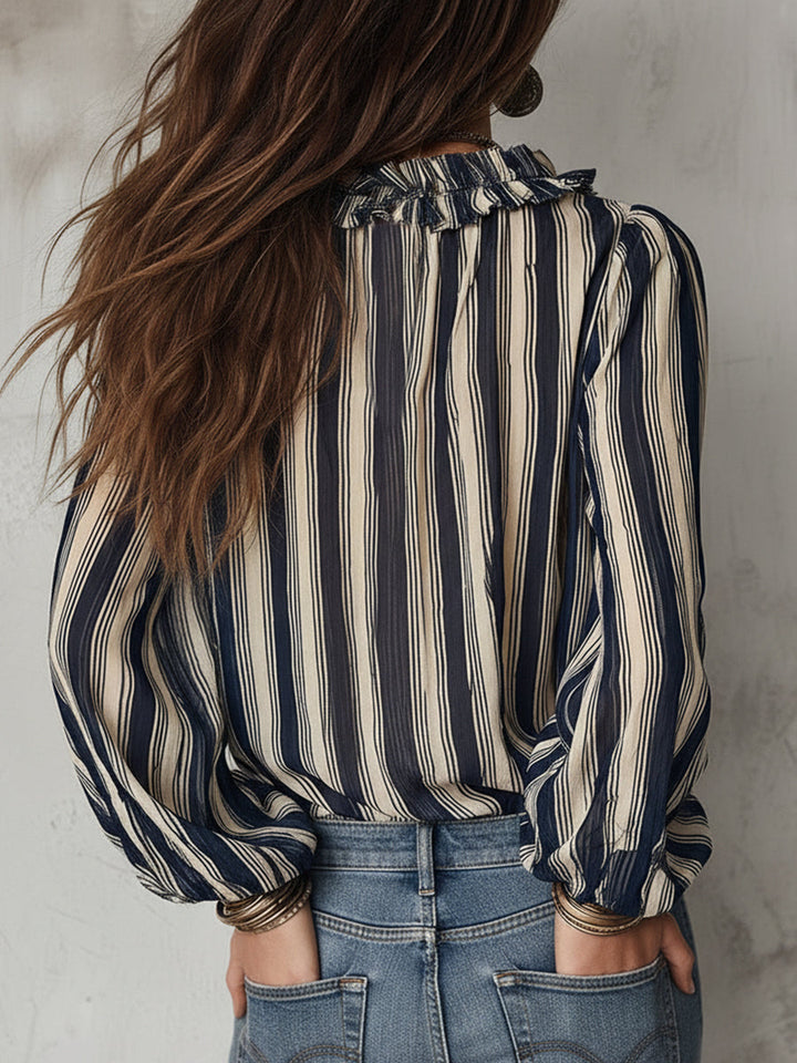 Bohemian chiffon ruffle blouse side view