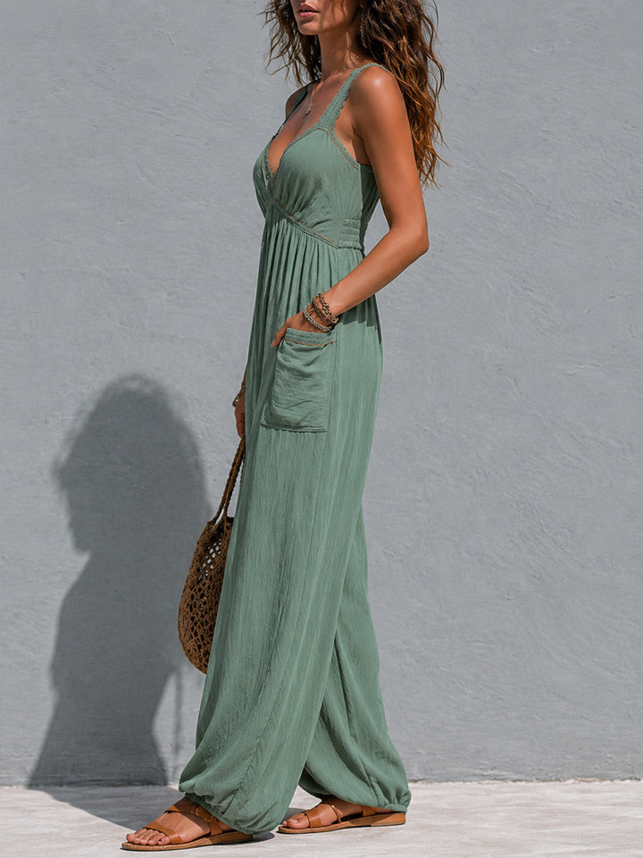 Wide-leg lace jumpsuit side view