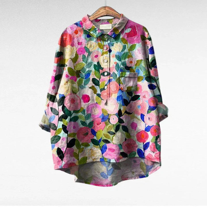 Claire Colourful Summer Blouse — front view