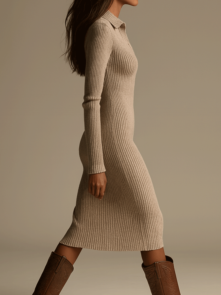 Knit bodycon midi dress back view