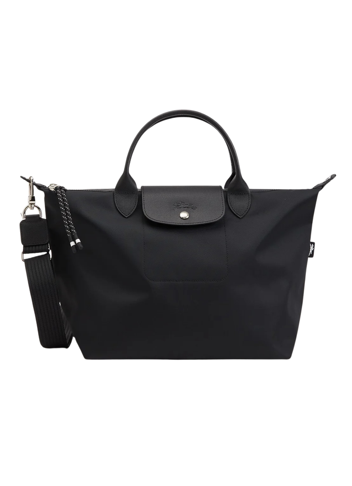 Longchamp Le Pliage Energy Small Black Crossbody Bag front view – ECONYL 100% recycled nylon
