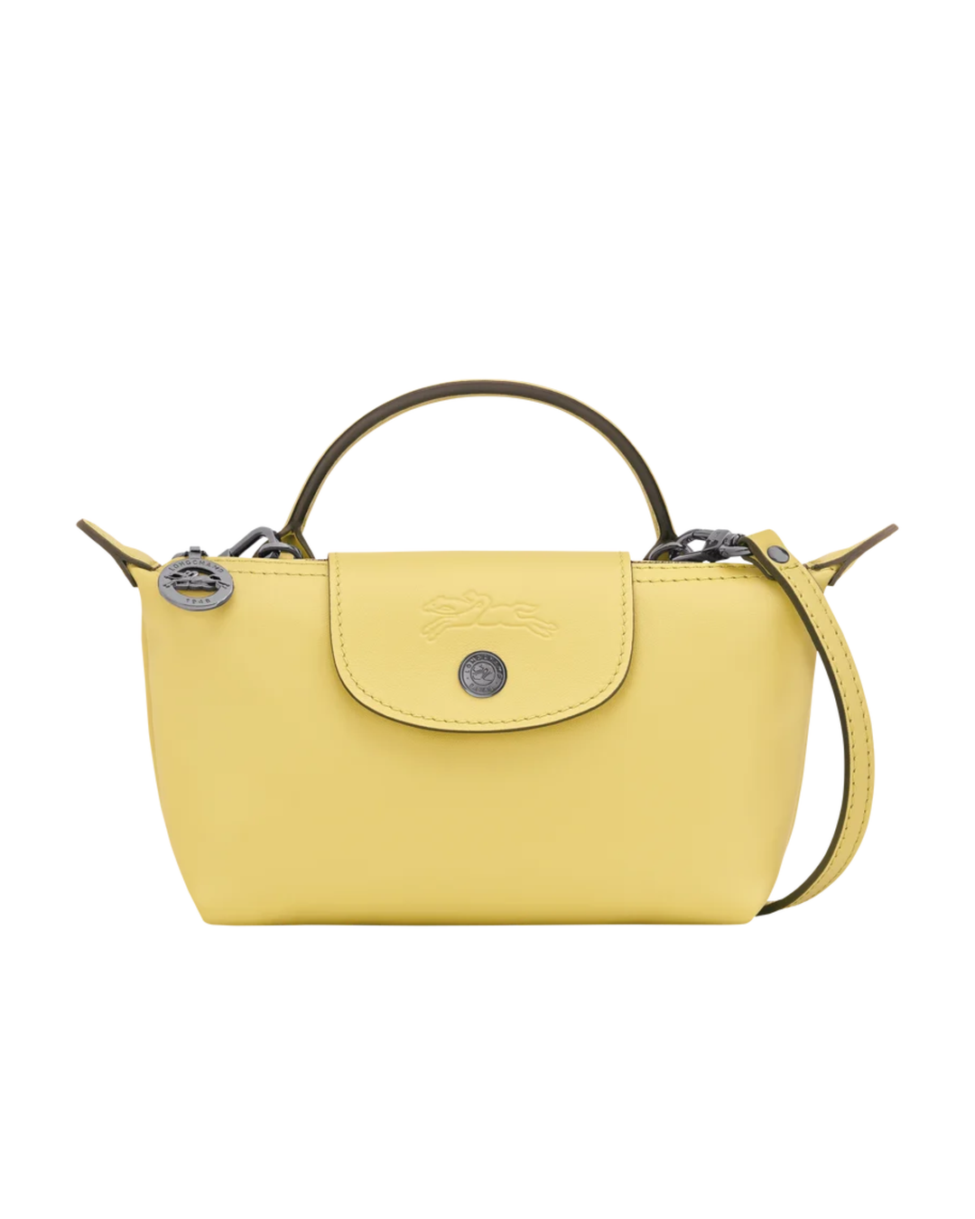 Longchamp Mini Leather Bag Lime — front view