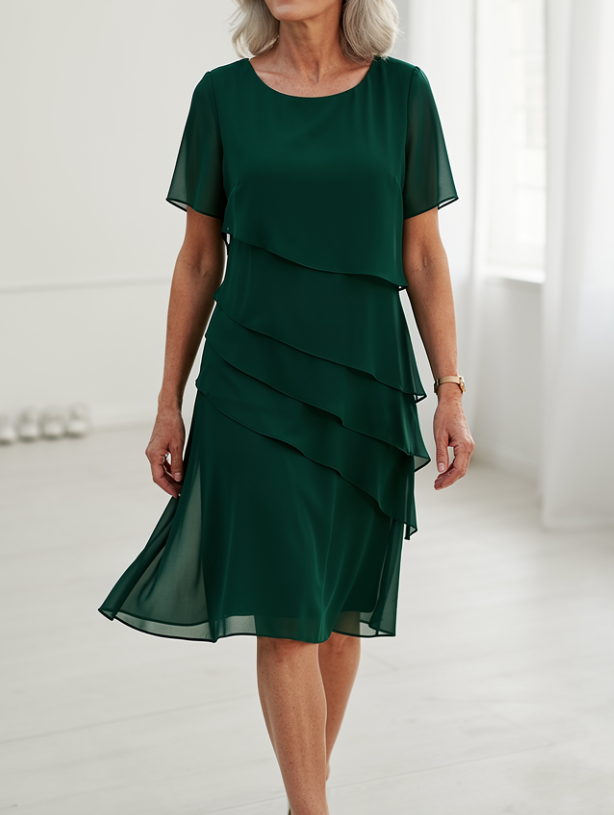 Linda Ruffle Layered Midi Dress — detail view