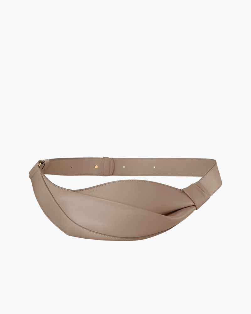 Nappa Leather Folded Crescent Crossbody Belt Bag