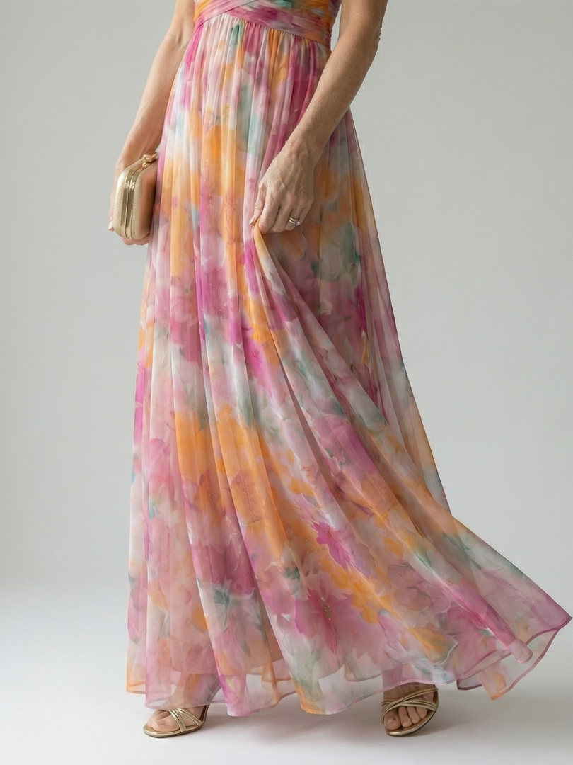 Valencia Sunset Maxi Dress — back view