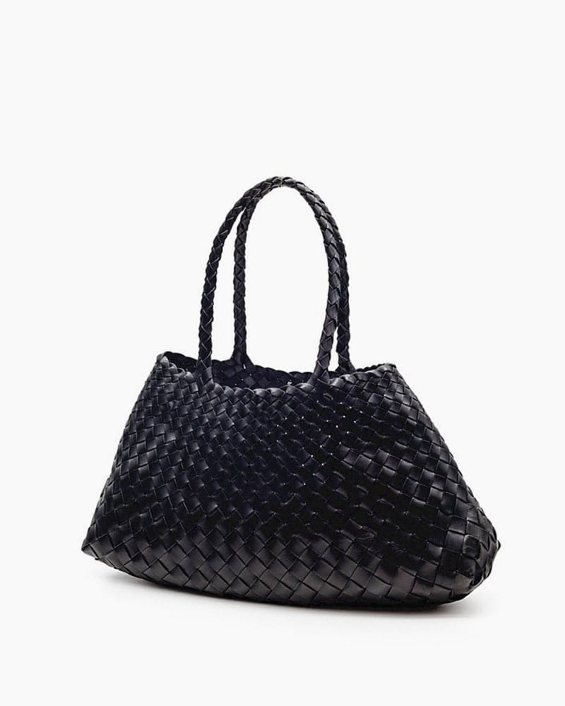 Sunny Weekend Woven Leather Market Tote