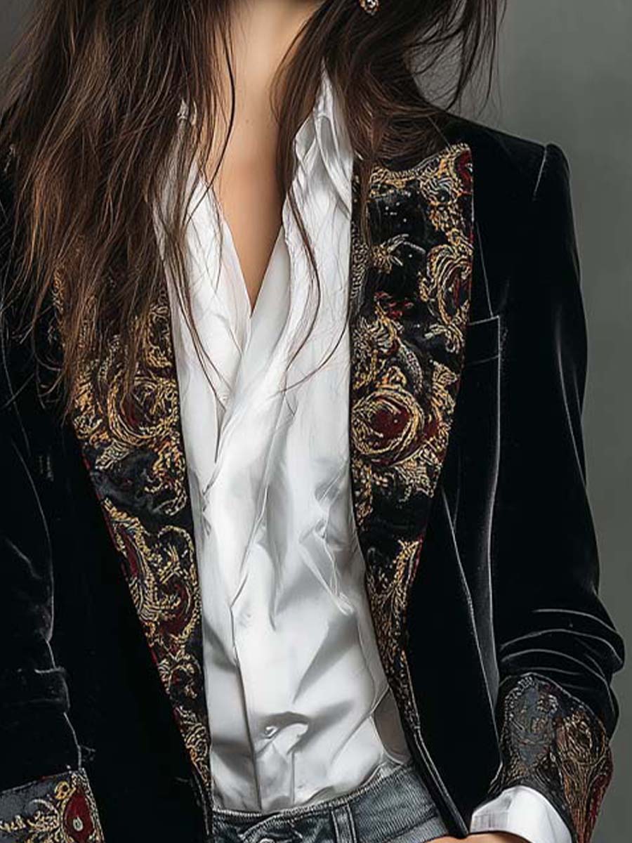 Vintage luxury velvet blazer full length view