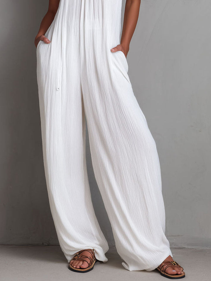 Resort halter wide-leg jumpsuit back view