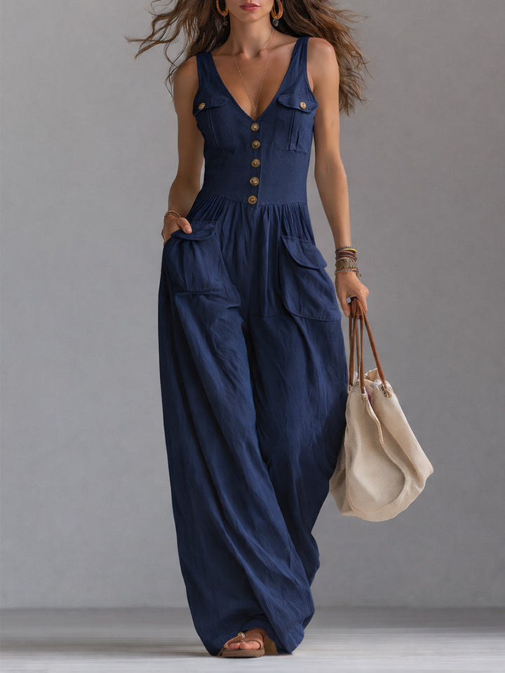Sleeveless wide-leg jumpsuit side view