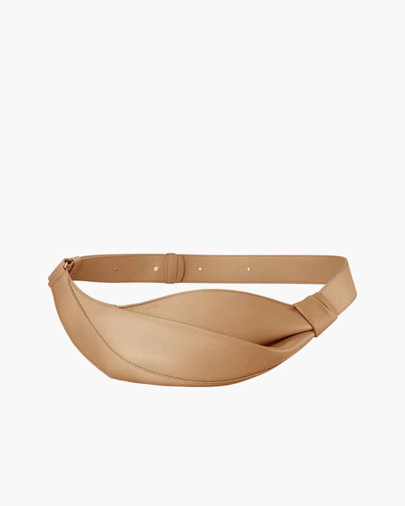 Nappa Leather Folded Crescent Crossbody Belt Bag
