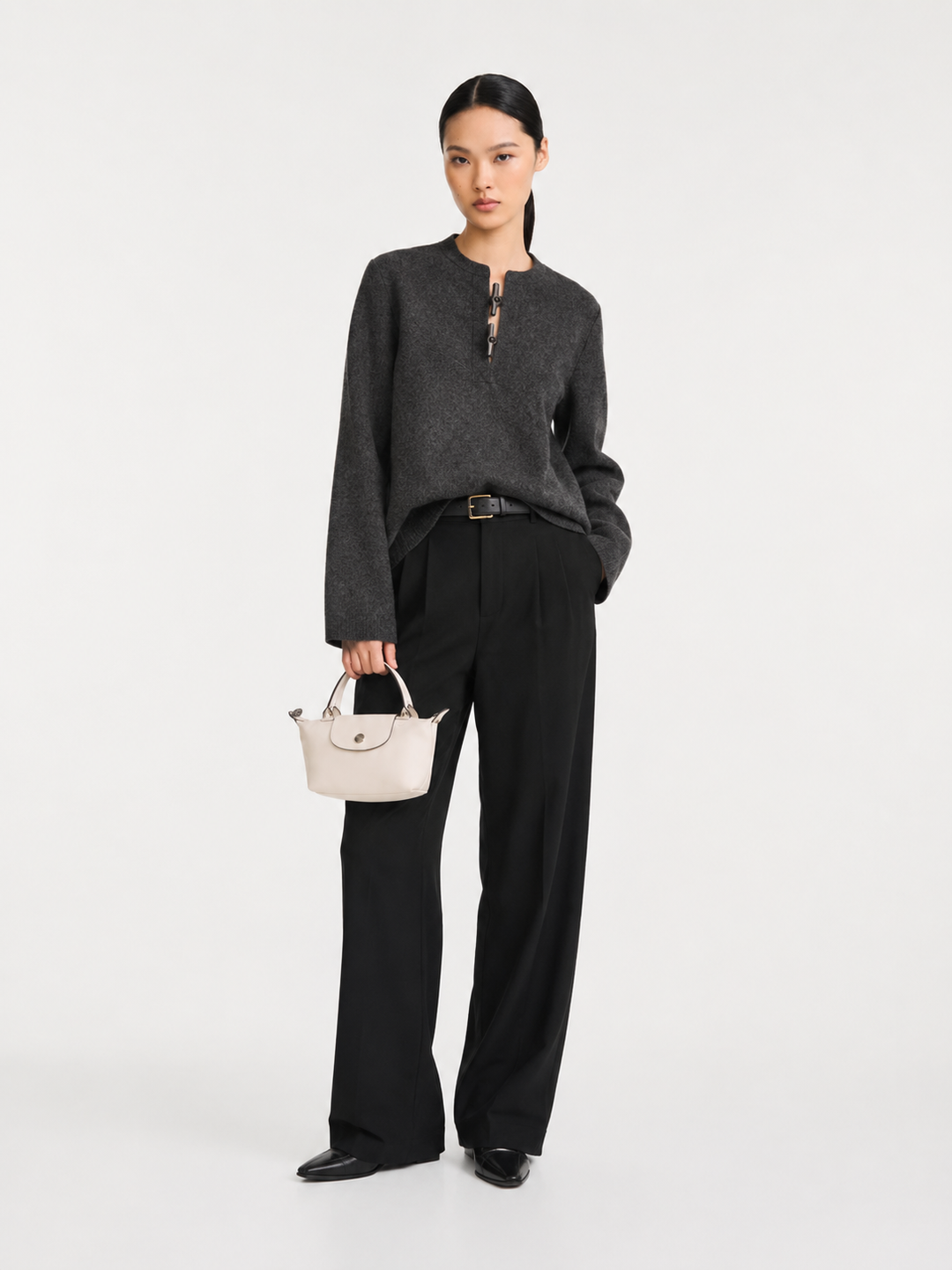 Longchamp Mini Leather Bag White — lifestyle shot