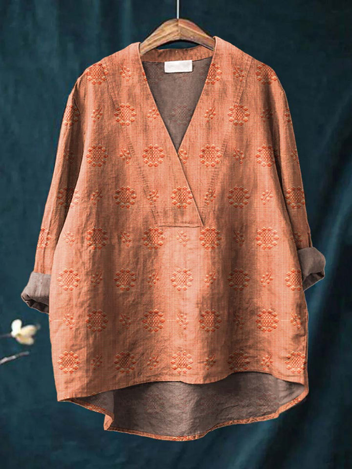 Cara Art Print Blouse — back view
