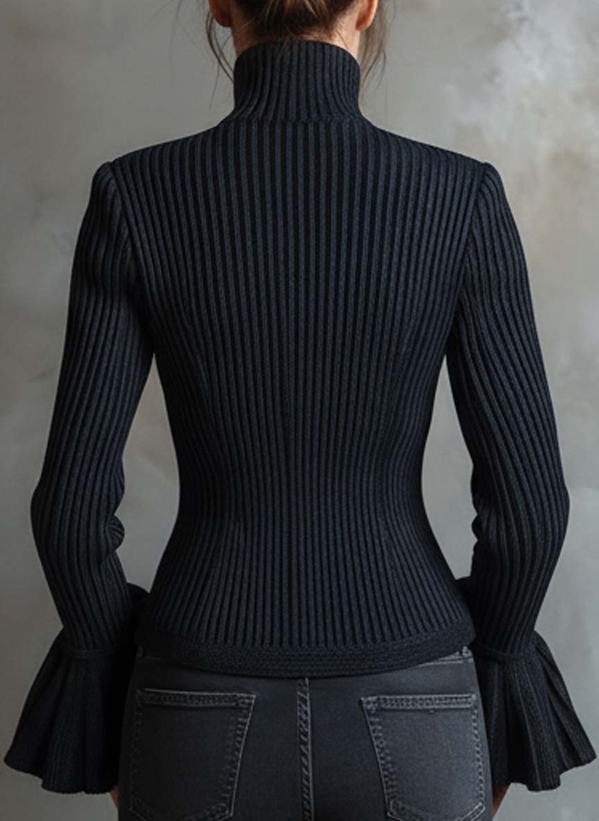 Midnight sparkle ribbed knit jacket back view