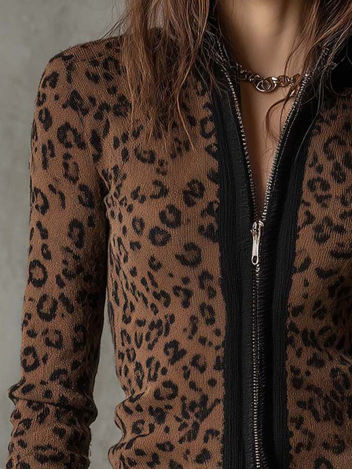 Slim fit leopard cardigan back view
