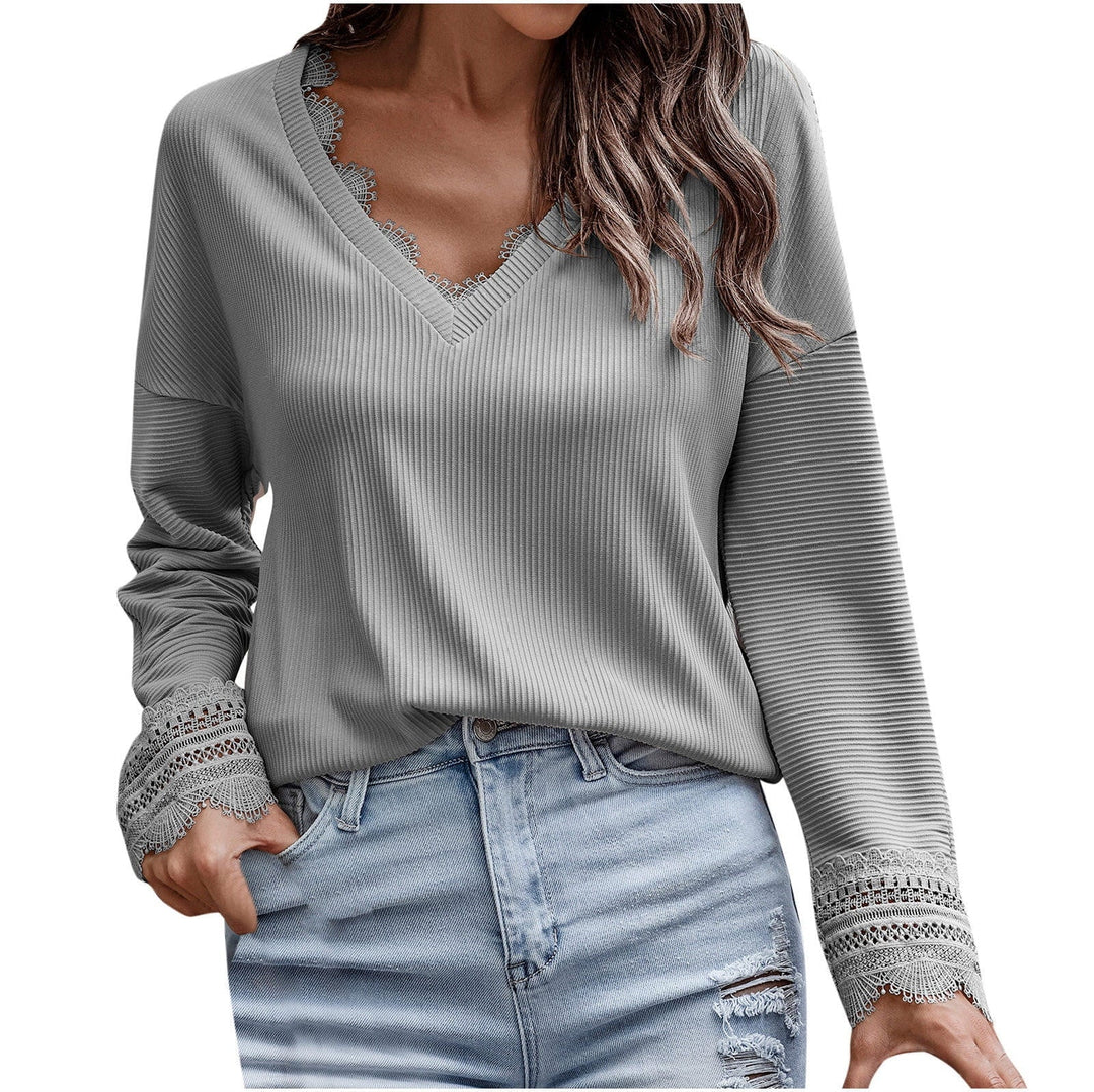 Olivia Stylish V-Neck Long-Sleeved Sweater — lifestyle shot