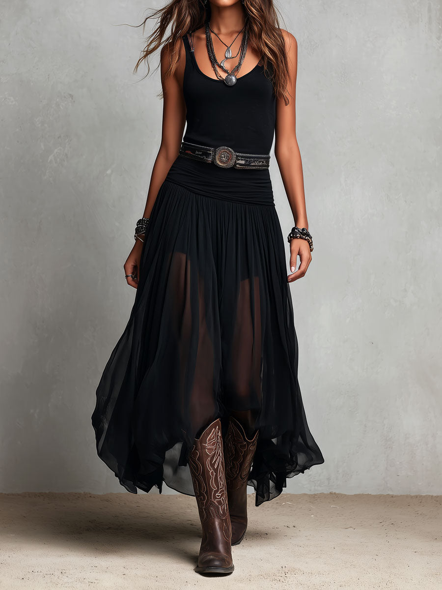 Boho western maxi dress side view