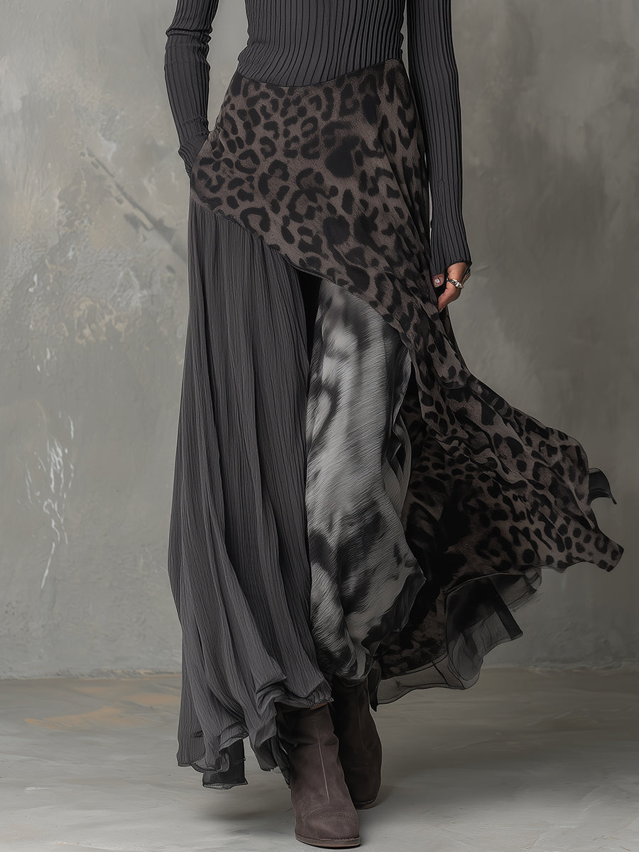 Stripe leopard maxi dress detail view