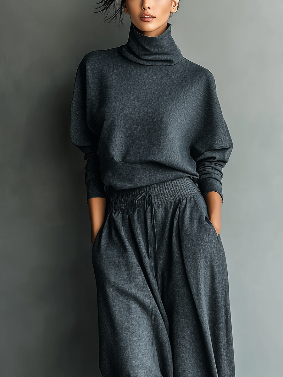 Charcoal Knit Two-Piece Set — back view