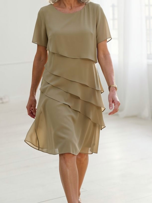 Linda Ruffle Layered Midi Dress — close-up view
