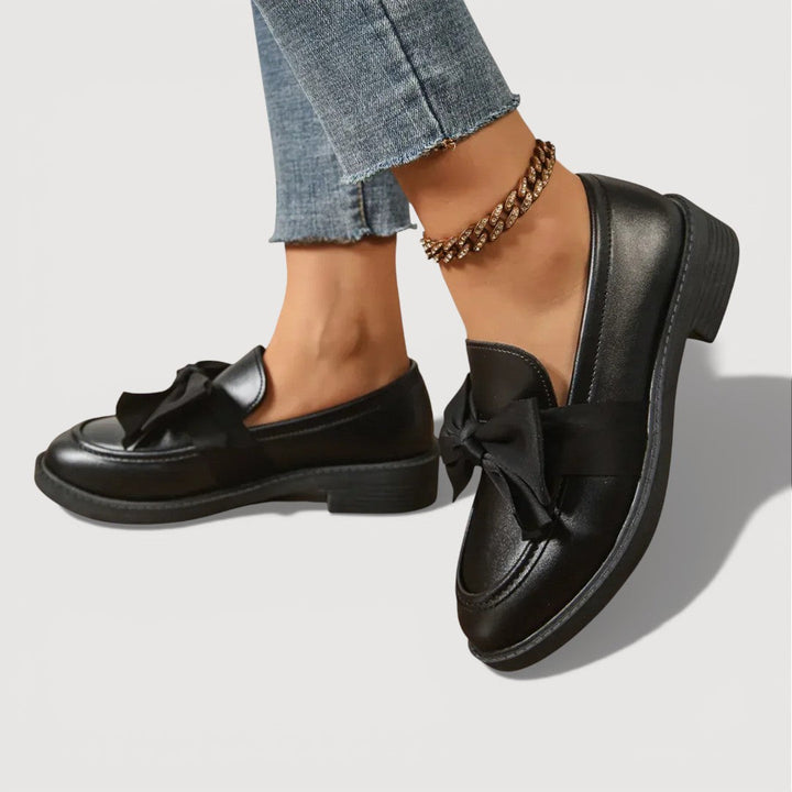 Maeryl Bow Detail Loafers — close-up detail