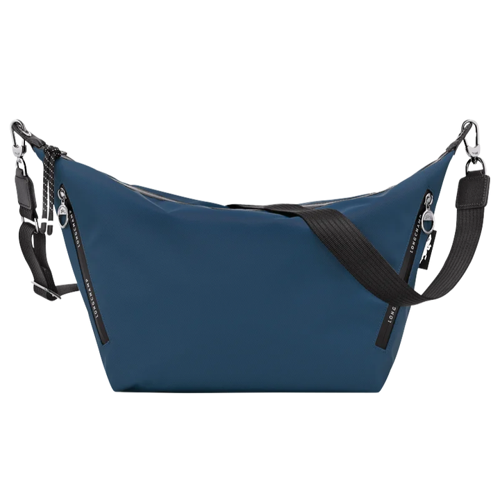 Longchamp Le Pliage Energy Medium Crossbody Tote Khaki Olive Green on shoulder recycled canvas