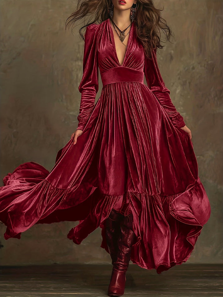 Eveline elegant velvet maxi dress – women's evening and party fashion